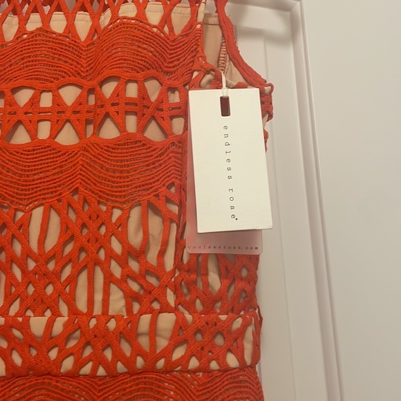 Revolve Endless Rose orange lace dress with nude lining Size Small - Picture 3 of 4
